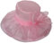 Huakunda Damen Organza Hut Kirchenhüte Faltbarer mit Blume breite Krempe Fascinators Hut für Hochzeit Tea Kirche Party (Rosa)