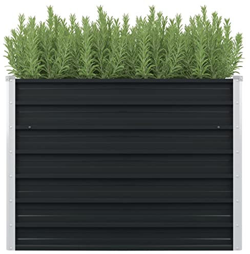 puraday Jardinière de Jardin Anthracite 100x100x77 cm Acier Galvanisé Design Carré Simple Pot de Terrasse avec Bordures Repliées Sécurité Lit Surélevé Balcon Cour Offre Suffisamment d'espace