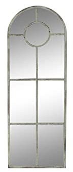 DKD Home Decor Espejo de Pared 42 x 2,5 x 122 cm Gris Metal Blanco Vintage Ventana
