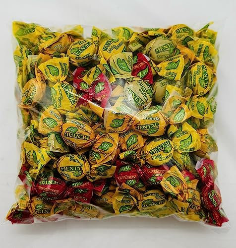 ITDSTORE-Mental 500gr Caramelle allo Zenzero assortite.Senza Glutine e Senza Coloranti.Con zucchero di canna grezzo e Aromi Naturali.Busta da 500 gr
