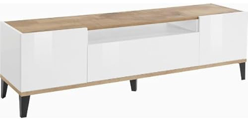 TV-Schrank Dawn 160 cm-Hochglanz-weiß/ Ahorn