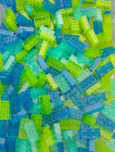 M4D 50 Bausteine Transparent Neon 3001 Transparent Lila Blau Grün Rot Klemmbausteine City (Bunt Gemischt)