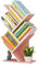 GDWD Baumform Bücherregal, 5 Ebenen Baum Raumteiler Regal, Holz CD DVD Bücher Zeitschriften Aufbewahrungregal, Standregal Bücherregal für Wohnzimmer Arbeitszimmer Kinderzimmer Büro (Pink)