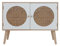 Rebecca Mobili Fernsehschrank, Skandinavisches Sideboard, 2 Türen, MDF Rattan Holz, Weiß Braun, Boho Stil, Home Deko - Maße HxBxT: 57 x 73 x 30 cm - Art. RE6854