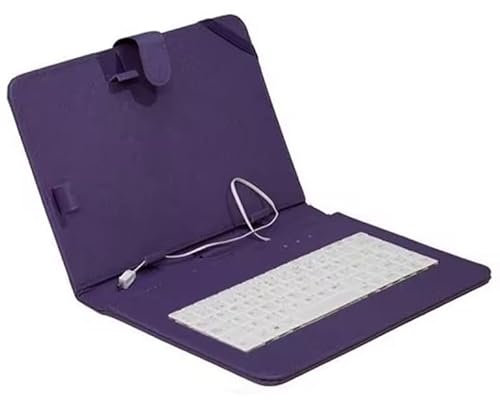 Exeom Funda Universal con Teclado en español para Tablet de 9, Tipo C + Micro USB, Color Lila con Cierre magnético