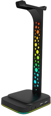 Veemoon Soporte para Auriculares RGB Concentrador USB Extensor para Gaming Escritorio Soporte para Auriculares De Sobremesa