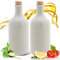 Essig & Öl Steinzeug - Flasche mit Ausgießer, 2er Geschenkeset für Feinschmecker Handgefertigt und Einzigartig im Design Made in Germany Authentisch chic und zeitlos (2x 500ml, weiß)