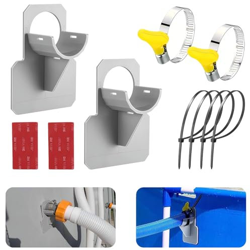 Vueinrg 10 Stück Pool Schlauchhalter | 30-38mm | Pool Schlauchhalterung Anti-Strain Schwimmbad Rohrhalterung mit Kabelbinder Schlauchklemme und Klebeband für Intex und Bestway Pool Zubehör