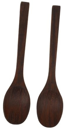 Alipis 2pcs Wooden Spoon Reusable Spoons Small Scoop Reusable Stirring Spoon Wooden Small Soup Spoon Wooden Dessert Spoon Home Wood Spoons Kitchen Scoops Mixing Spoon Wooden Small Spoons