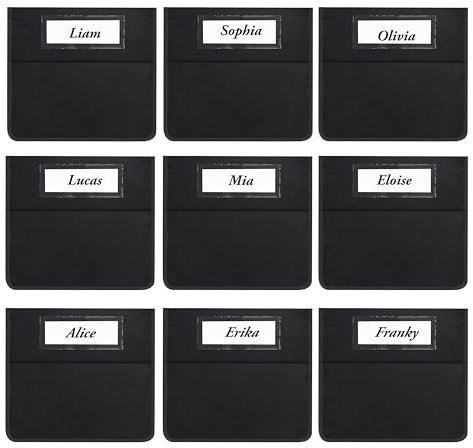 AZKAQA Chair Pockets for Classroom 15.6x16.8 Inch - 12 Pack Chairback Buddy Pocket Chart Seat Back Organizer Student Storage with Lable Slot for Classroom Kindergarten School Home (Black)