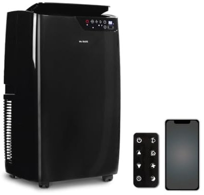 Mc HAUS Artic-460 BLACK - Aire Acondicionado Portátil 4 en 1, 12000 BTU, Frío/Calor, Ventilador y Deshumidificador, Control Inteligente, Pantalla LED, Temporizador, Bajo Consumo, para Hogar/Oficina