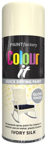 SCHNAZZ 6 x All Purpose Ivory Silk Aerosol Spray Paint 400ml Fast Dry, Quick Drying Spray and Excellent Coverage for Wood, Metal, Plastic, Glass and More
