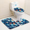 Bad Teppiche Set 3-Teiliges Blauer Fisch-Muster WC Vorleger Mit Ausschnitt Badematte Saugfähig WC Deckelbezug Badvorleger rutschfest Waschbar Toilettensitzbezug Badgarnitur (45x75cm)