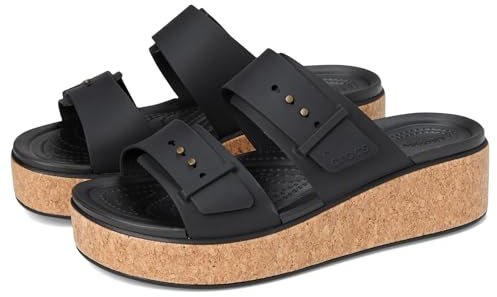 Crocs Women Sandal, Brooklyn Cork Buckle, Black, 4 UK Women