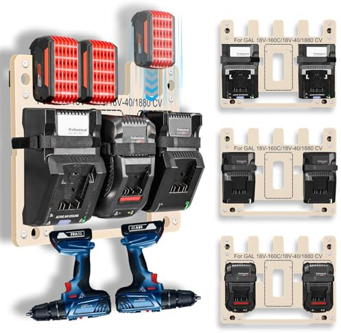 Hksod für Bosch Wandhalterung, für Bosch LadegeräT 18v Und für Bosch Professional 18v Wandmontierter,Bietet Platz 4 für akku,Batteriehalter Auch FüR Akku-Bohrschrauber ErhäLtlich