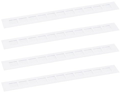 sourcing map Cubierta de ventilación de aire, 4 piezas de 450 x 50 mm, cubierta de ventilación de malla de aleación de aluminio, rejilla de ventilación rectangular para armario de zapatos (blanco)