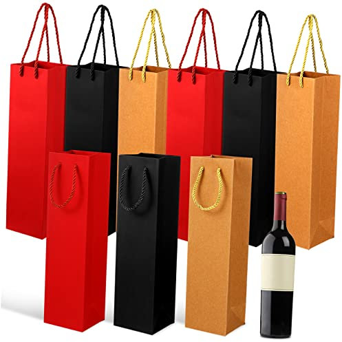 PRETYZOOM 9stücke Weinflaschentaschen Aus Kraftpapier Flaschentüten Für Wein Whisky Spirituosen Mit Griff Für Partys Geschenke