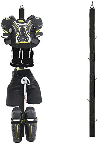 Eishockey Ausrüstung Ständer,Mit 5 Haken Tragbarer Hockey-KleiderbüGel,Eishockey Geschenk,Für Zuhause Und DraußEn, Eishockey, Skaten, FußBall, Camping, Angeln,WäSchestäNder für HockeyausrüStung,L120cm