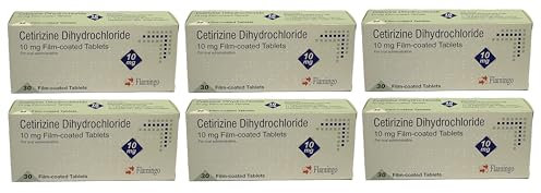 Cetirizine Dihydrochloride 10mg Film-Coated Tablets, One a Day Hay Fever and Allergy Relief - 6 Pack