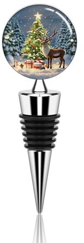 Weinflaschenverschluss mit Weihnachtsbaum und Rentier, auslaufsicher, Zinklegierung, Weinflaschenkorken, dekorativer Flaschenverschluss für Champagner, Winter, Weihnachten, Partyzubehör