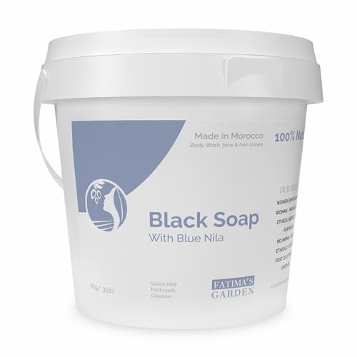 Fatima's Garden Blaue Nila Schwarze Seife - Glättende Hammam-Reinigung, 1kg