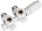 Heilmetz Multiblock Set für Heizkörper Anschlussarmatur mit Thermostat 50mm Ventil-Armaturen Heizungszubehör Eck- und Durchgangsform Weiß Wandanschluß Anschlußgarnitur (15mm+16mm, 1 Stück)