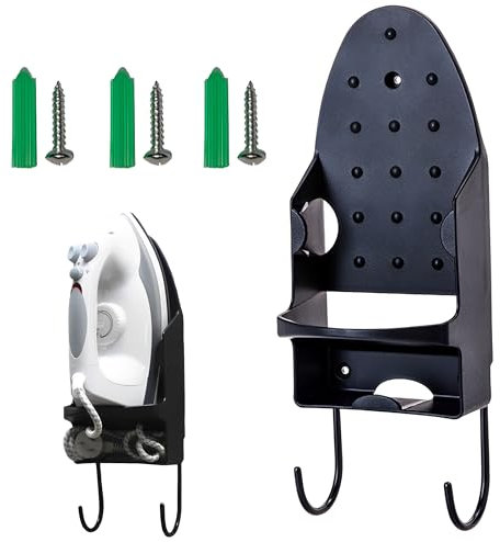 DXIA Soporte para Tabla de Planchar, Soporte de Hierro Montado en la Pared, Colgador Tabla Planchar, Organizador de Almacenamiento para Tabla de Planchar para Lavandería, Hotel, Hogar, Negro