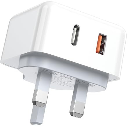 USB C Plug,Fast Charger Plug for iPhone 16/15 Plus Pro Max Dual Port Wall Charger 20W USB C Power Adapter UK Type C Charging Plug Compatible with iPhone 14/13/12/11 Plus Pro Max XS XR,iPad,Samsung