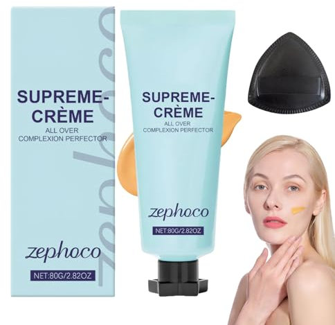 Supreme Creme, Body Coverage Perfector, Cc Creme Cc Cream All-Over Complexion Perfector Gleichmäßiger Hautton, Wasserfest und Haltbar, mit Puderquaste (Mittlerer Hautton/80g)