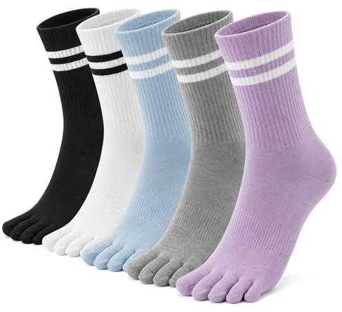 5 Pairs Toe Socks for Women,Tennis Socks, Cotton Five Finger Sport Running