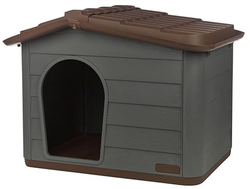 URBNLIVING Plastic Dog House for Small Medium Dogs, Durable Indoor Outdoor Pet Kennel Shelter, Easy Wipe Clean Surface, Air Ventilation Portable, Weather-Resistant, 2 Sizes