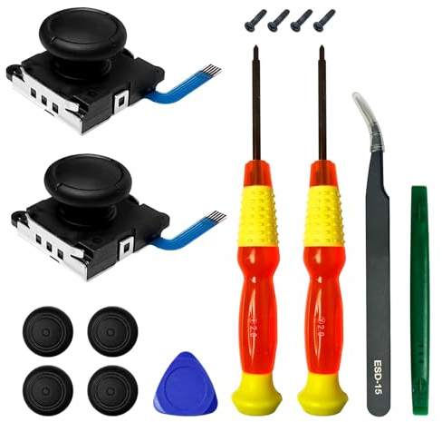 HLRAO 2-Pack Replacement Joystick Analog Thumb Stick Repair Kit for Nintendo Switch/Switch OLED Model/Switch Lite Joy-Con Controller Accessories Parts with Repair Tools