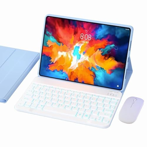 FAYGAOAI Custodia con Tastiera per Lenovo Tab M10 Plus 3rd Gen (2022) 10.6 (TB-125FU), Retroilluminazione 7 Colori, Tastiera Wireless Magnetica Staccabile,Blu