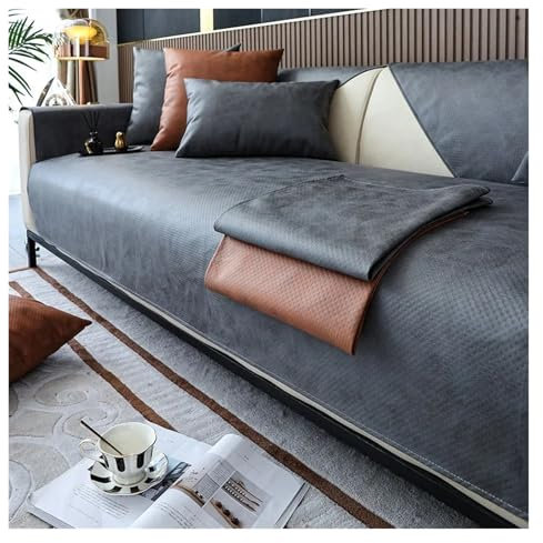 EnxJire Sofa-Bezüge Technology Stoff Sofabezug Wasserabweisende Haustier Hund Sofa Matte for Wohnzimmer Sofa Handtuch L Form Leder Couch Schonbezug(Color 2,90x240cm 1pc)