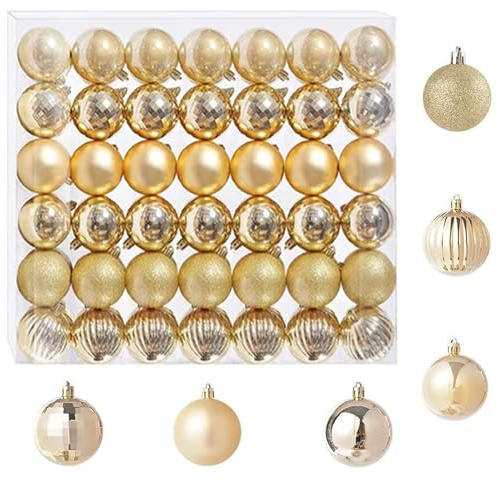 DITK-U 42pcs Glitter Christmas Balls Shatterproof Christmas Tree Baubles Xmas Tree Ornaments Baubles for Xmas Tree Holiday Wedding Party Decoration(Gold)