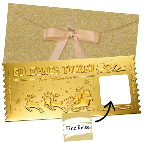 woric Goldenes Ticket, Gutscheinkarte Weihnachten | Gutschein zum selber ausfüllen mit Rubbelaufkleber Rubbellos selber machen Weihnachtsgeschenke für Frauen Männer Kinder