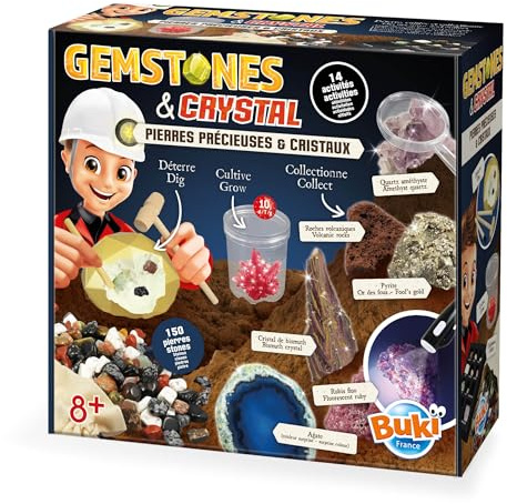 BUKI 2440 - Set de Piedras Preciosas y Cristales con 27 Piedras auténticas y 8 en Bruto – Kit para niños Desde 8 años
