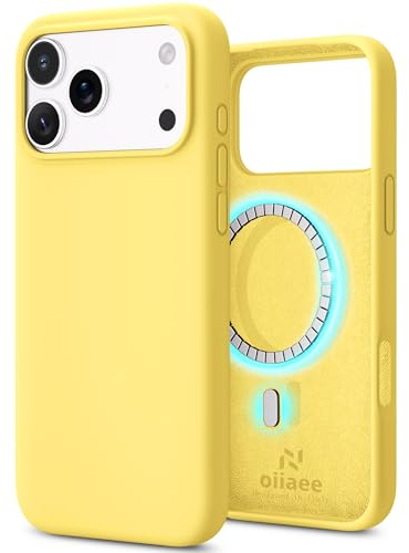 OIIAEE Compatible with iPhone 17 Pro Max Case 6.9 Inch, Soft Ultra Slim Protective Shockproof Liquid Silicone Phone Case Cover with Anti-Scratch Microfiber Lining,Cream Yellow
