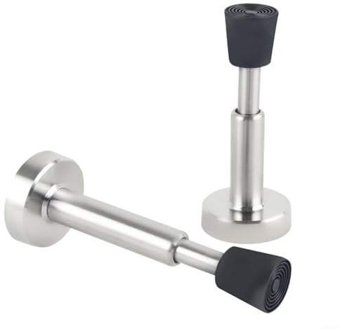 Marchfunny Edelstahl-Türstopper mit Halterung, hydraulische Dämpfungsfeder für reibungsloses Schließen, kratzfeste Silikonspitze, Tür-Wandschutz für gewerbliche Räume (Silber)