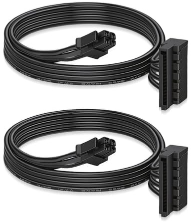 RIIEYOCA 18AWG Mini 4 Pin to SATA Power Cable,ATX Mini 4-Pin to 15 Pin SATA Female Power Extension Cable for SSD HDD DVD Drive, Compatible with Lenovo Desktop M410 M415 B415 510SA(40cm, 2Pack)