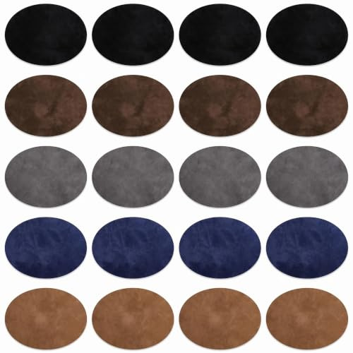 MEOAlBkey 20-Pack Oval Velvet Iron on Patches | 20-pack oval velvet iron-on patches for sweaters & jackets. Washable elbow & knee repair patches in versatile colors.