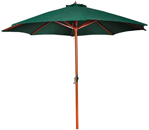 Tonture Sonnenschirm Grün 258 cm Durchmesser 3 m Hartholzmast mit Kurbel Knickbar Neigbar UV-Schutz Windfest für Garten Balkon Terrasse Outdoor