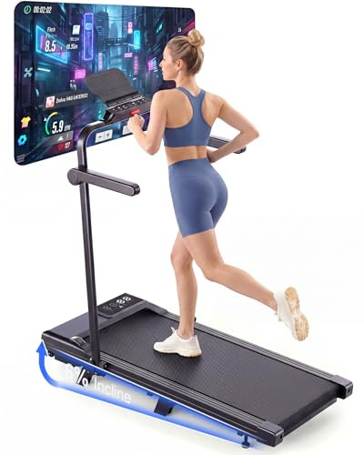 Superun Walking Pad mit Steigung 6%, Laufband mit App Erlebnis vor Ort