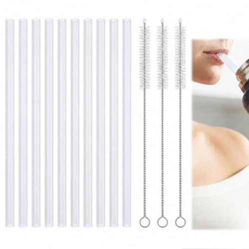Replacement Plastic Straws,Compatible with Hydro Flask Water Bottle 18-64oz | 10pcs Reusable Drinking Straws,Non Toxic Clear Straws with 3 Straw Brushes