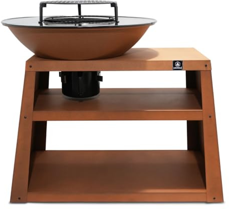 Brasero avec Meuble intégré avec Accessoires et Housse de Protection | Acier robuste, brasero multifonction, meuble intégré, plan de travail, accessoires, housse, rangement