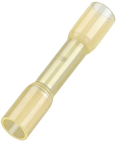 Heschen Butt Splice Connector Heat Shrinkable Insulated, BHT0.5, 0.12-0.2mm² (26-24 AWG), Electrical Cable Crimp Tube Sleeving Wrap, Yellow, 100 Pack