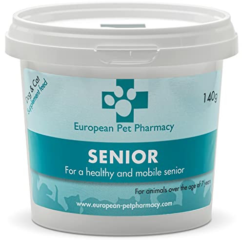 European Pet Pharmacy Senior Joint Care Hund Nahrungsergänzungsmittel Hund für Senioren – Gelenkskomplex Glucosamine Chondroitin - Joint Care für Hunde im Alter von 7+ Jahren - 140 g Pulver