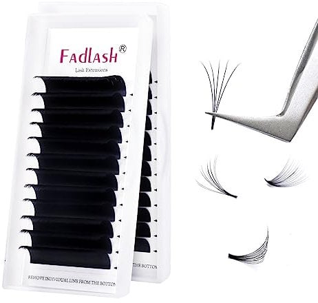 Fadlash Easy Fan Lashes DD Curl 0.07 17mm Single Russian Natural Look Self Fanning Eye Lashes Automatic Blooming Eyelashes Extensions(0.07-DD-17)