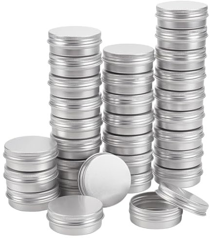 BENECREAT 30 Pack 30ml Lata de Aluminio Caja de Aluminio Redondas con Tapa de Rosca Contenedores Metálicos - Ideal para Almacenar Especias, Dulces, Té o Pastillas (Platino)