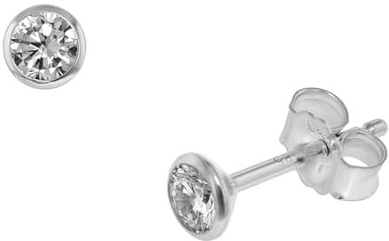 trendor Ohrstecker für Damen und Herren 585 Weißgold 14 Kt Zirkonia 4 mm Ohrringe aus Echtgold, Goldschmuck für Frauen und Männer, Geschenkidee 75102